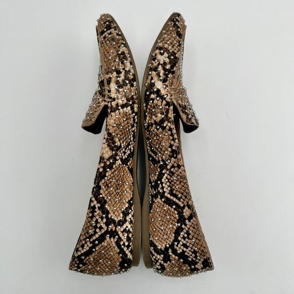 Steve Madden Feather Studded Loafer Flat Womens 6.5 Snake Print Leather Reptile - Picture 4 of 8